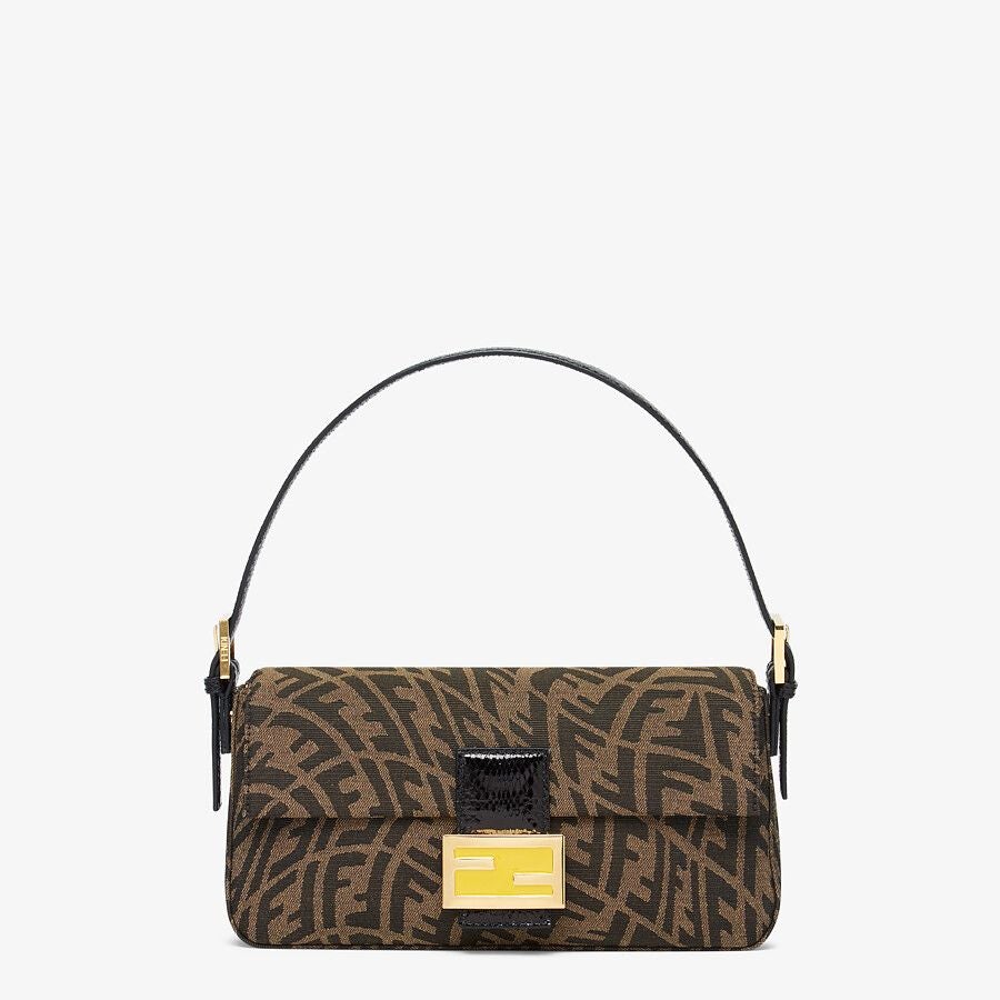 Fendi Baguette 1997 Medium Brown Jacquard FF Vertigo Bag