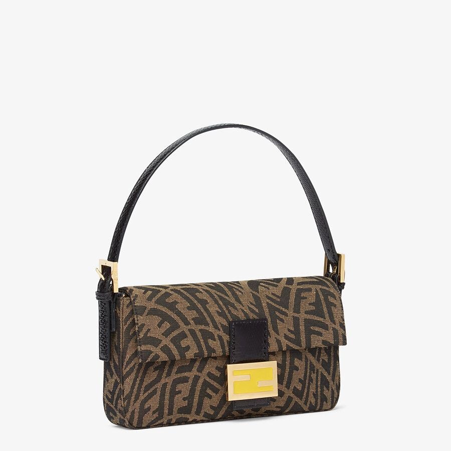 Fendi Baguette 1997 Medium Brown Jacquard FF Vertigo Bag