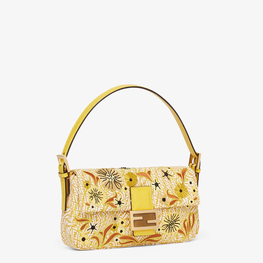 Fendi Baguette 1997 Medium FF Vertigo Jacquard Bag With Embroidery