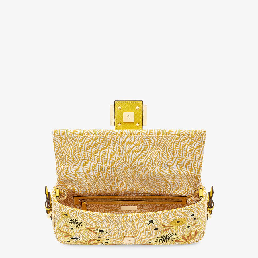 Fendi Baguette 1997 Medium FF Vertigo Jacquard Bag With Embroidery