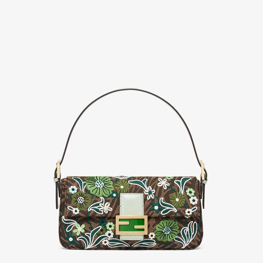 Fendi Baguette 1997 Medium FF Vertigo Jacquard Bag With Embroidery