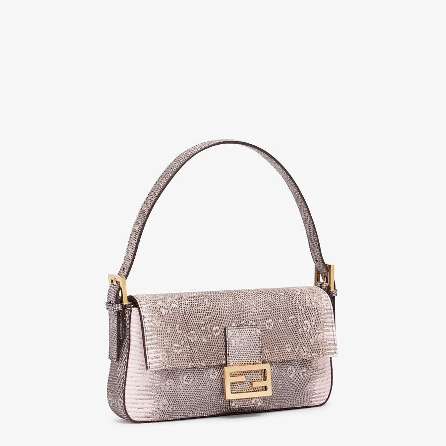 Fendi Baguette 1997 Medium Pink Lizard Leather Bag