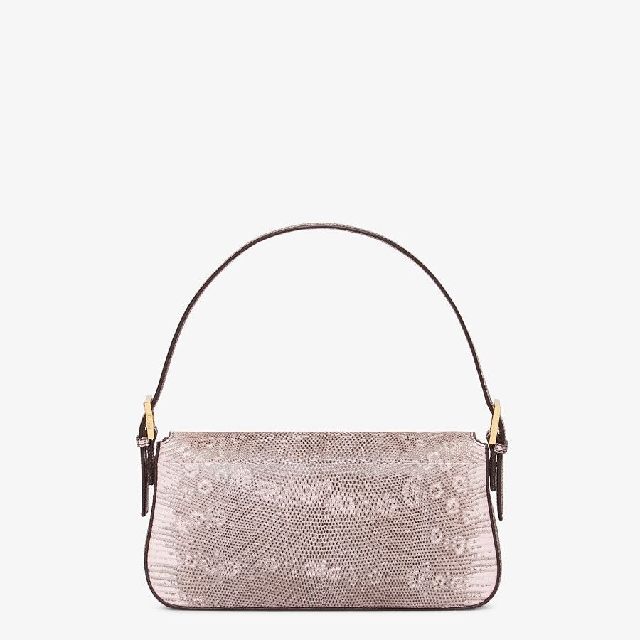 Fendi Baguette 1997 Medium Pink Lizard Leather Bag