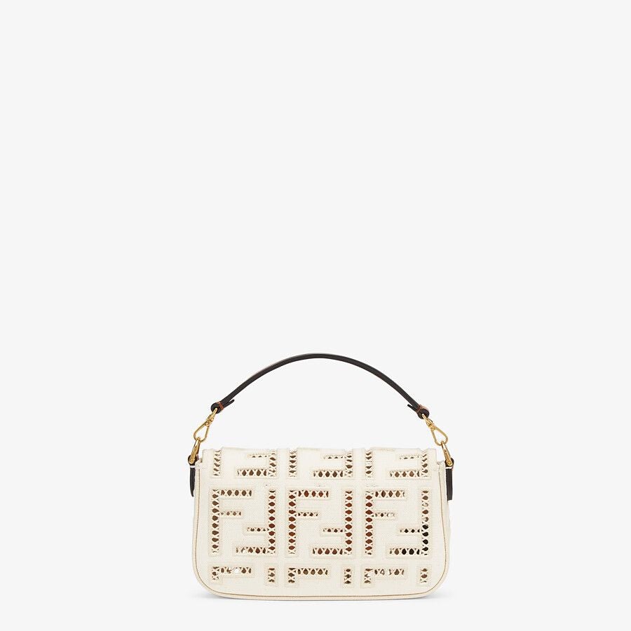 Fendi Baguette Mini Canvas Bag With Embroidery
