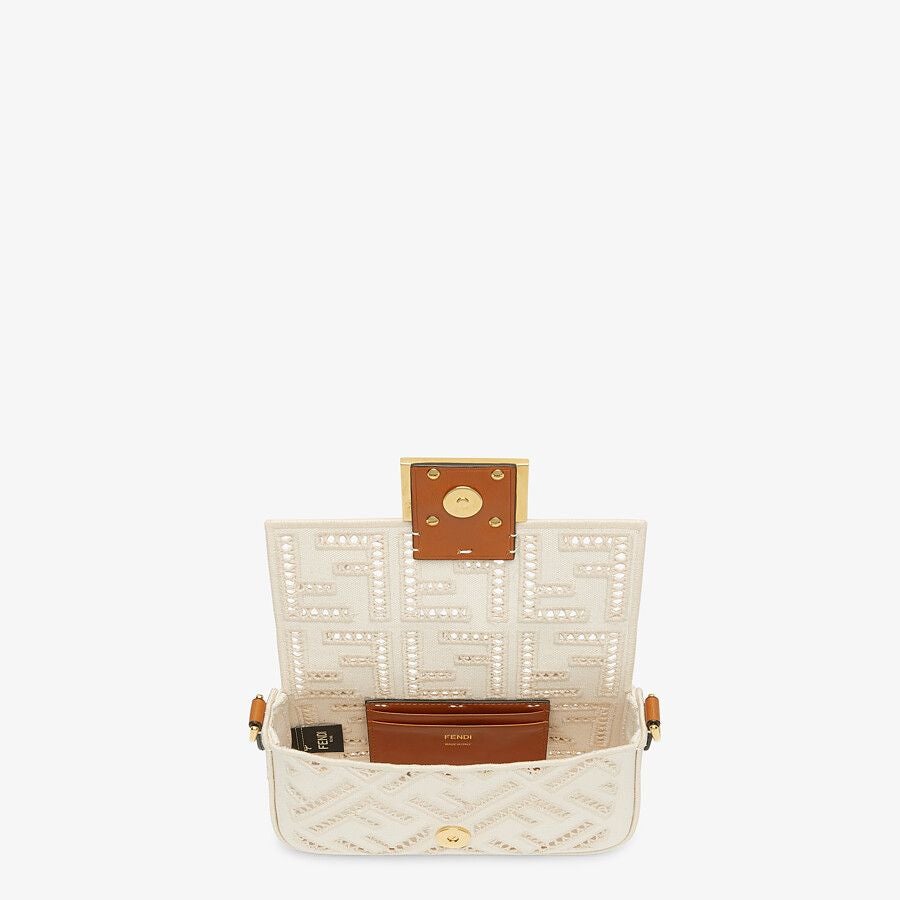 Fendi Baguette Mini Canvas Bag With Embroidery