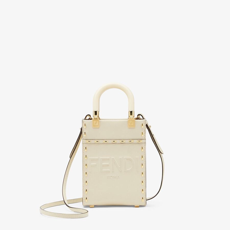 Fendi Sunshine Shopper White Leather Mini Bag