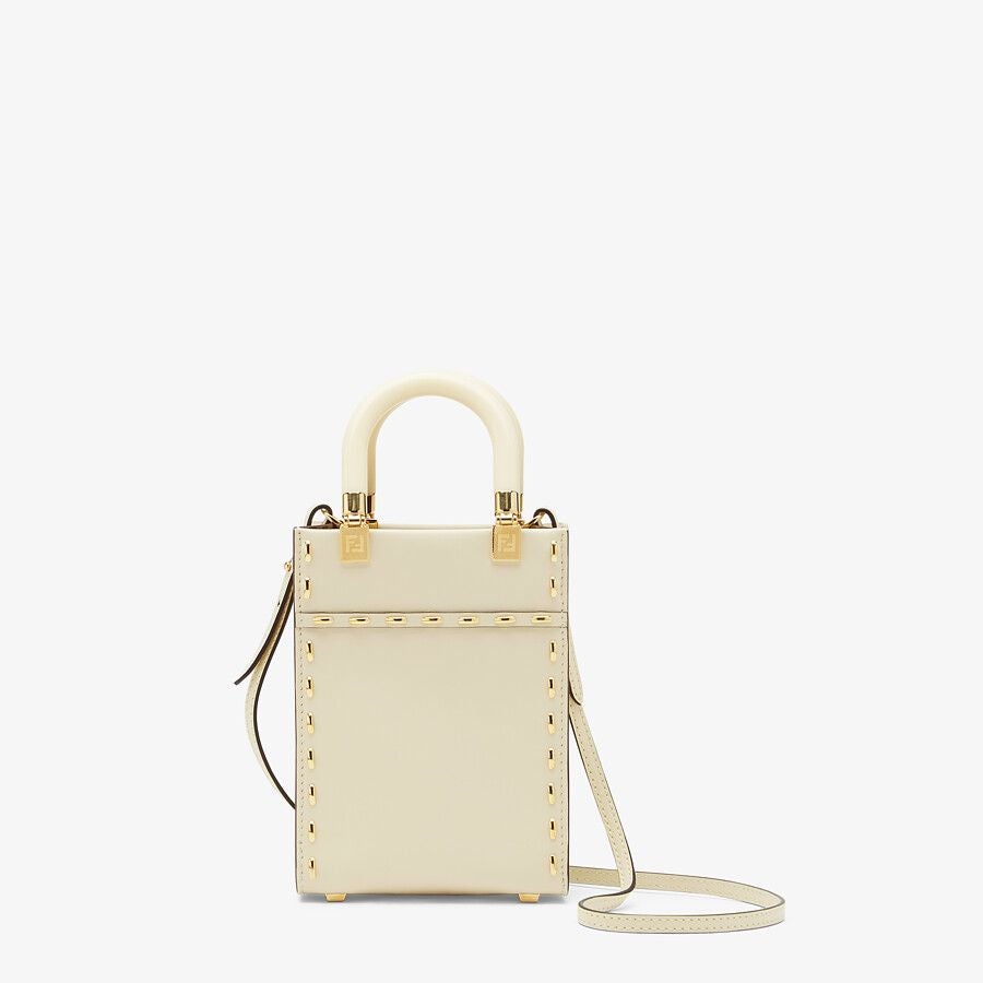Fendi Sunshine Shopper White Leather Mini Bag