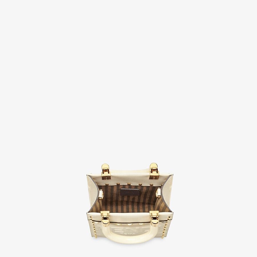 Fendi Sunshine Shopper White Leather Mini Bag