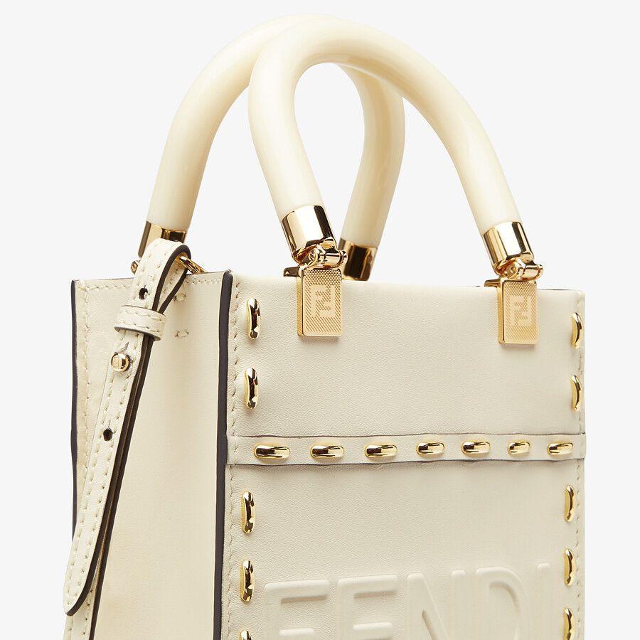 Fendi Sunshine Shopper White Leather Mini Bag