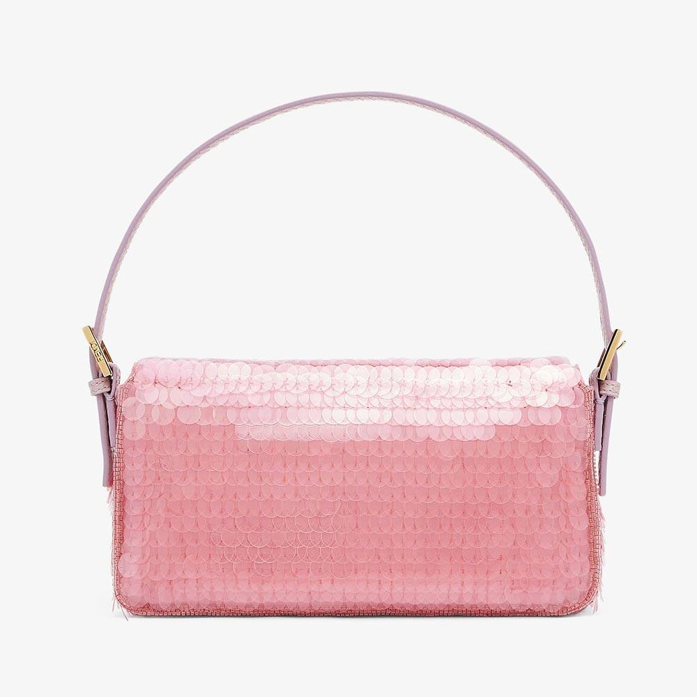 Fendi Baguette 1997 Pink Satin Bag With Sequins
