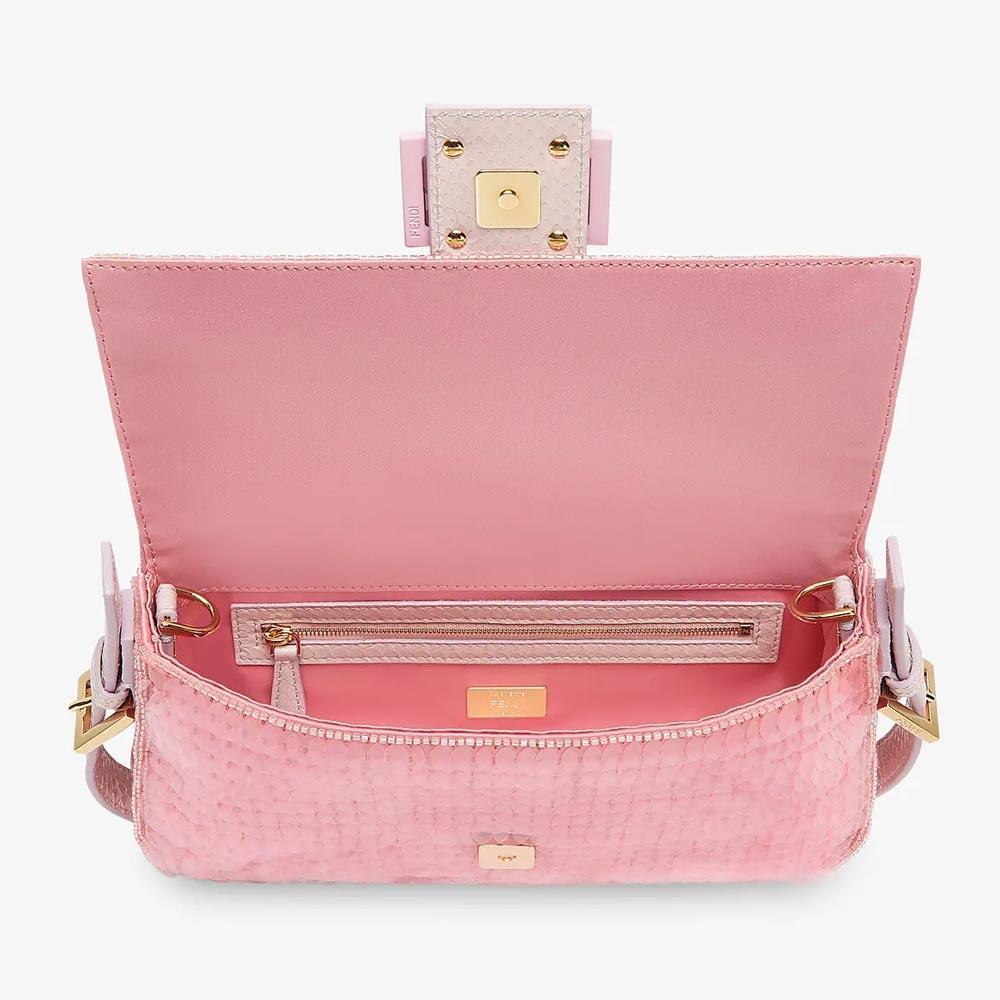 Fendi Baguette 1997 Pink Satin Bag With Sequins