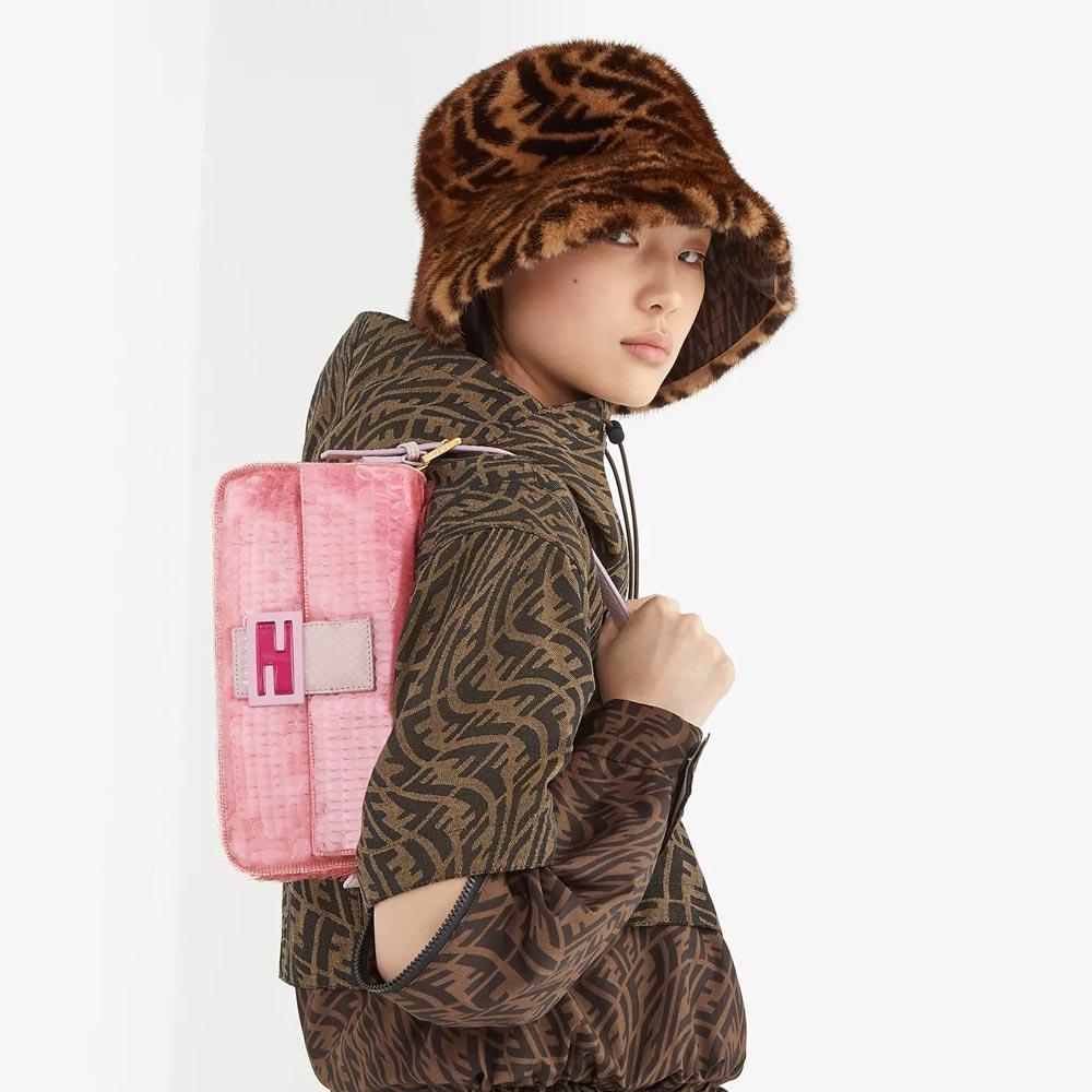 Fendi Baguette 1997 Pink Satin Bag With Sequins