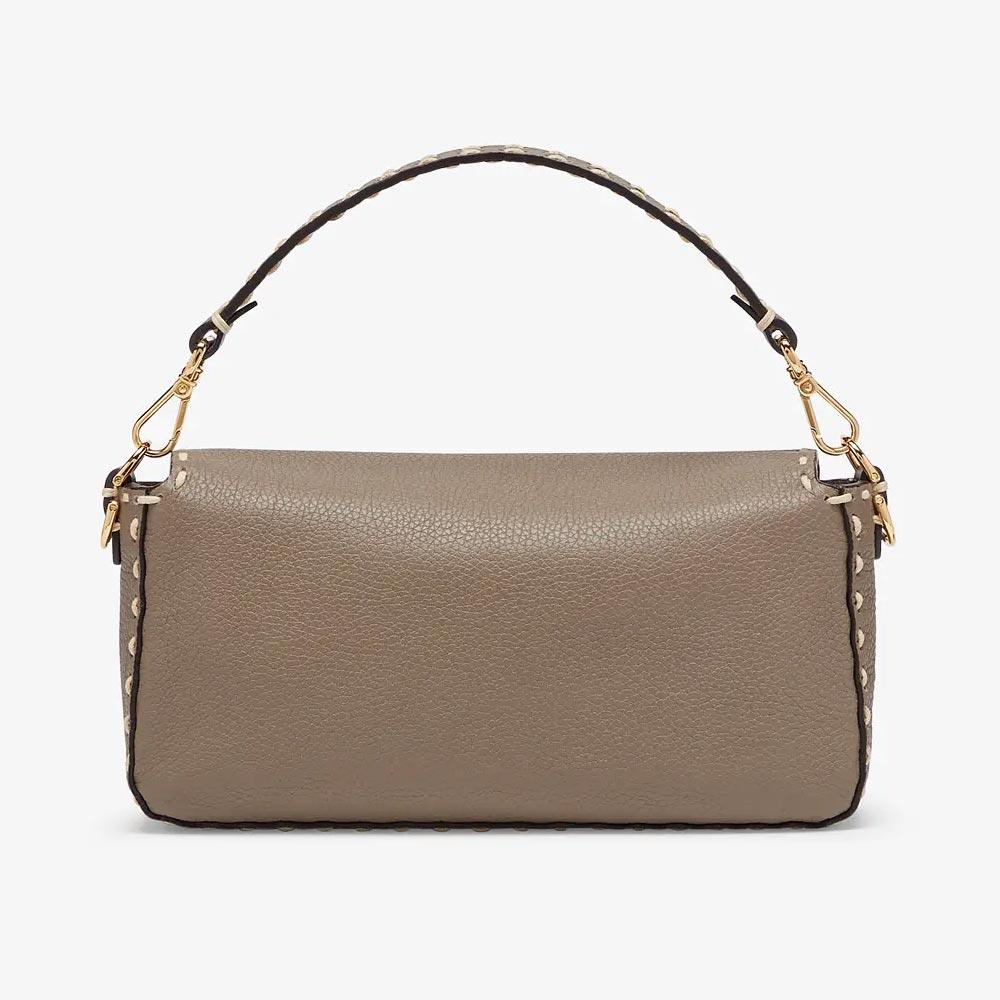Fendi Baguette Gray Full Grain Leather Bag