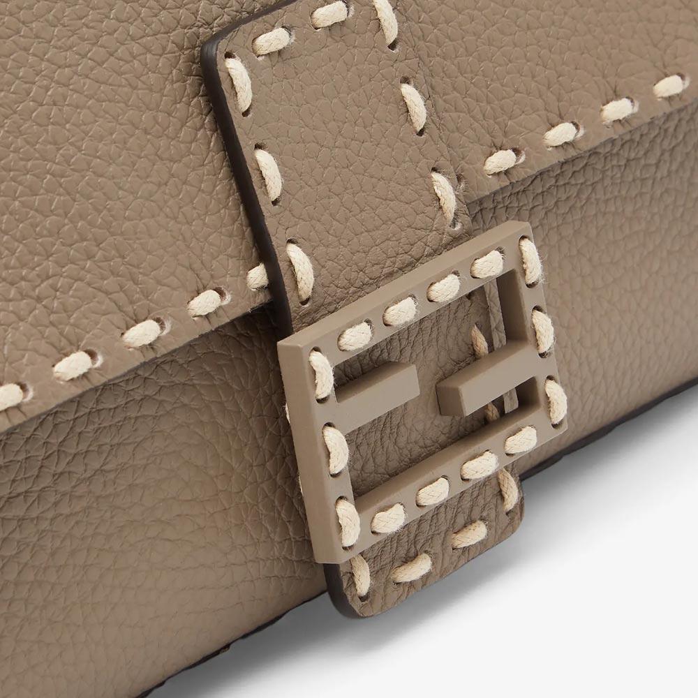 Fendi Baguette Gray Full Grain Leather Bag