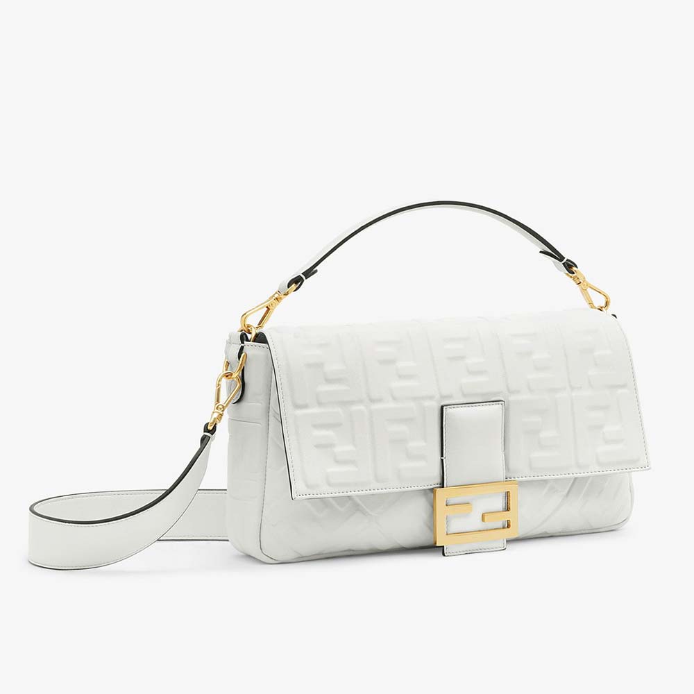 Fendi Baguette Large White Leather Bag