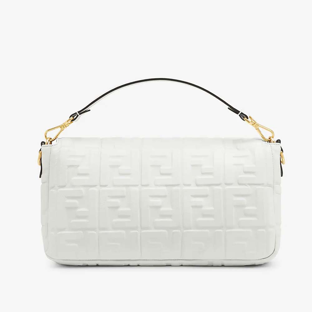 Fendi Baguette Large White Leather Bag
