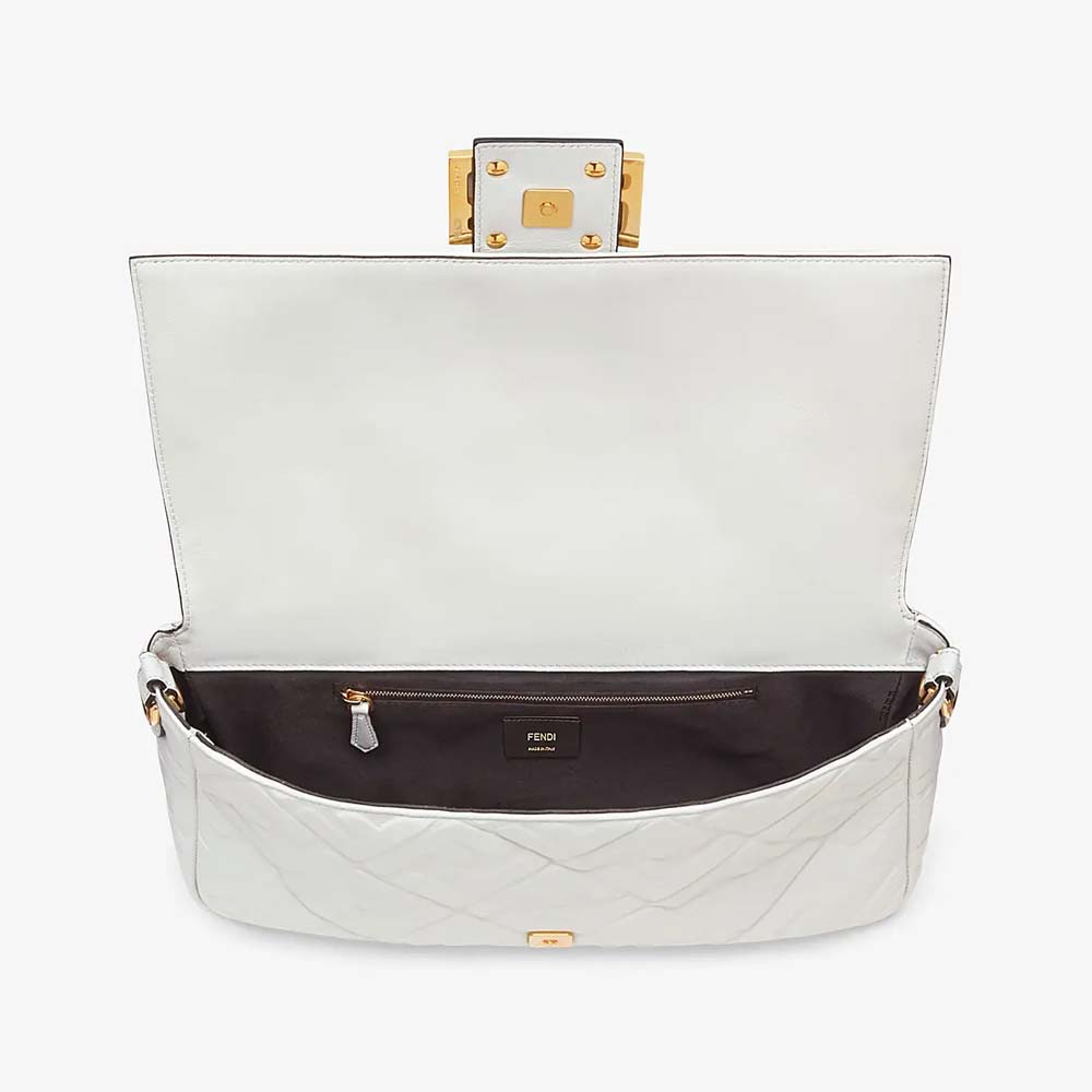 Fendi Baguette Large White Leather Bag