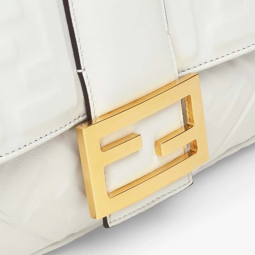 Fendi Baguette Large White Leather Bag