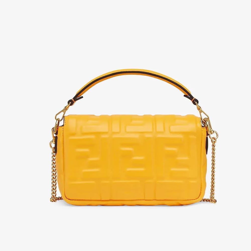 Fendi Baguette Orange Nappa Leather Bag Featuring The FF Motif
