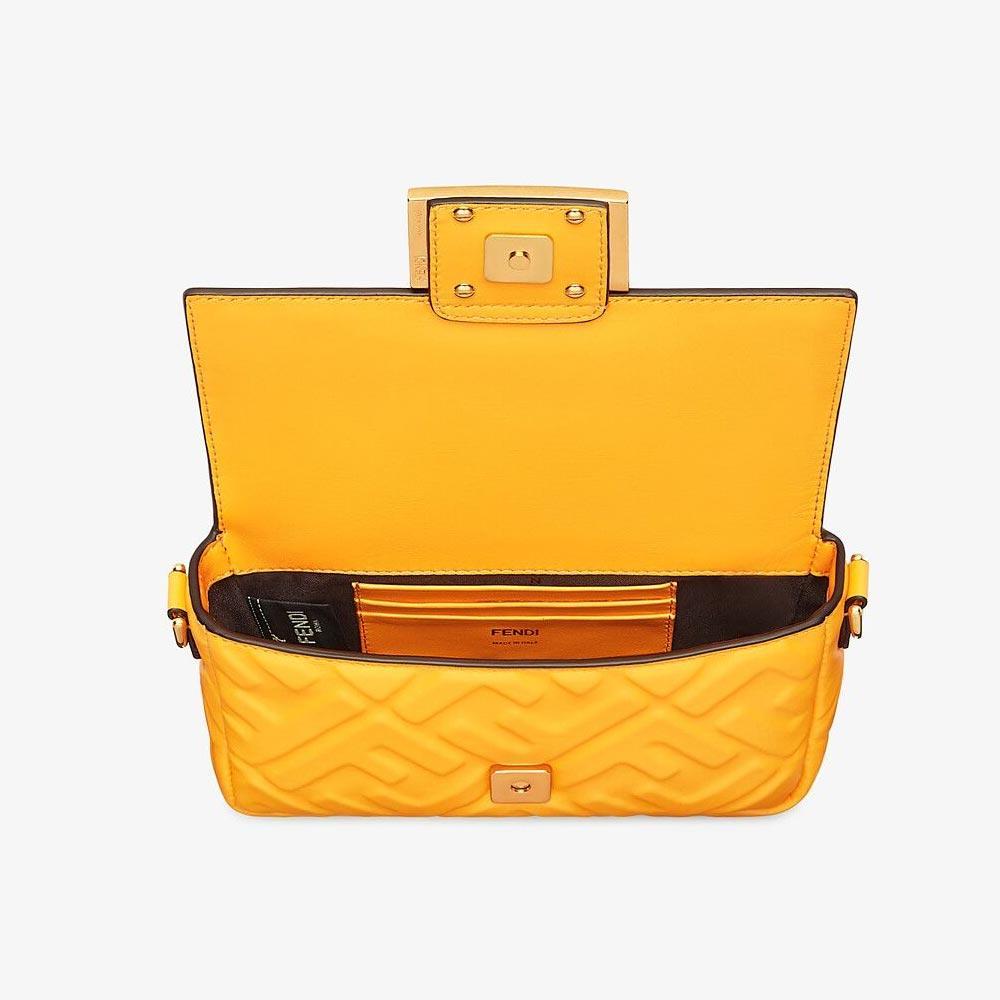 Fendi Baguette Orange Nappa Leather Bag Featuring The FF Motif