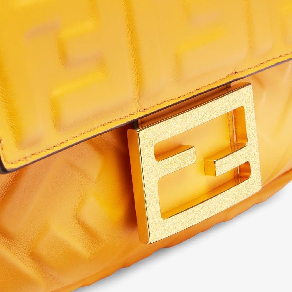 Fendi Baguette Orange Nappa Leather Bag Featuring The FF Motif