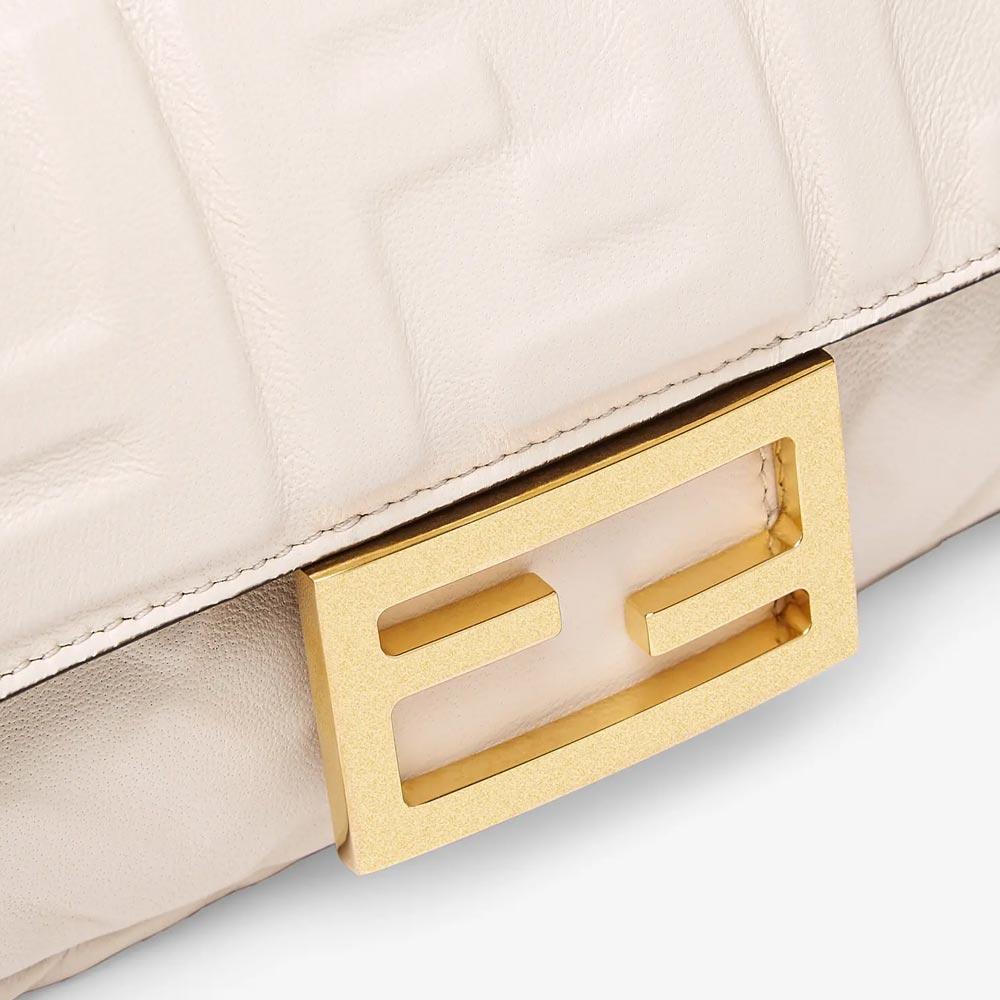 Fendi Baguette White Nappa Leather FF Bag