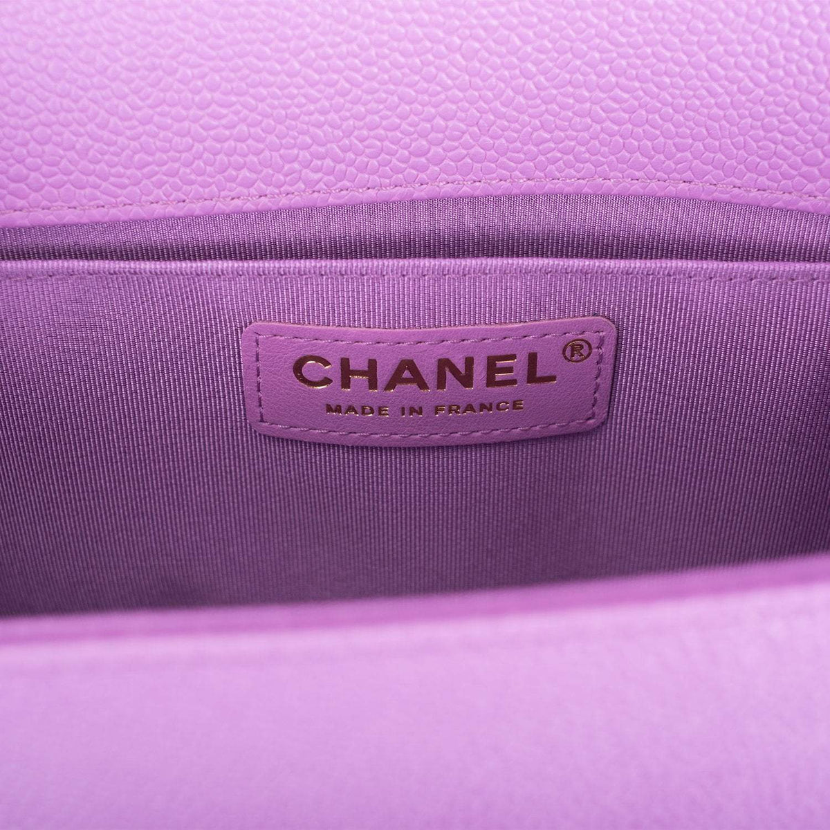 Chanel Purple Quilted Caviar Medium Boy Bag Light Gold Hardware