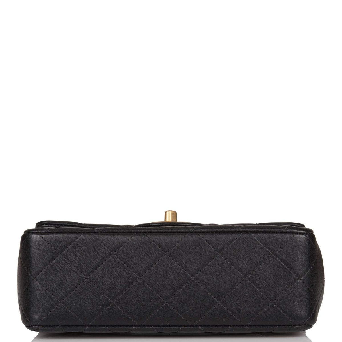 Chanel Rectangular Mini Flap Bag with Top Handle Black Lambskin Antique Gold Hardware