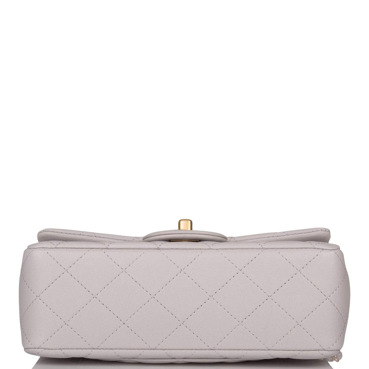Chanel Mini Rectangular Flap Bag with Top Handle Gray Lambskin Antique Gold Hardware
