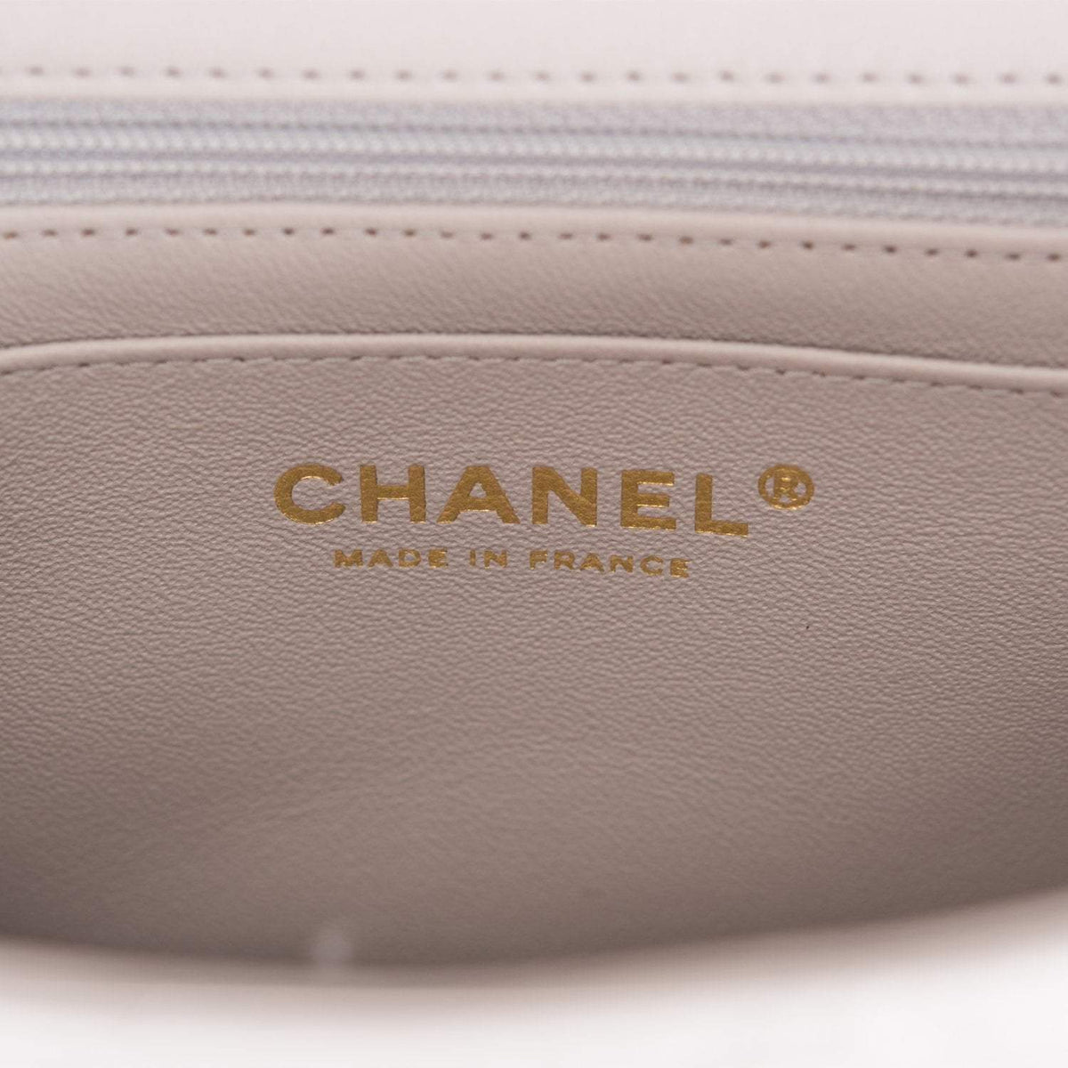 Chanel Mini Rectangular Flap Bag with Top Handle Gray Lambskin Antique Gold Hardware