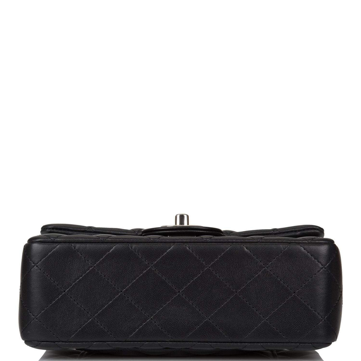 Chanel Mini Rectangular Flap Bag Black Lambskin Light Silver Hardware
