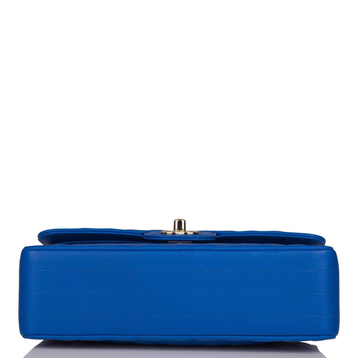 Chanel Small Classic Double Flap Blue Chevron Caviar Gold Hardware