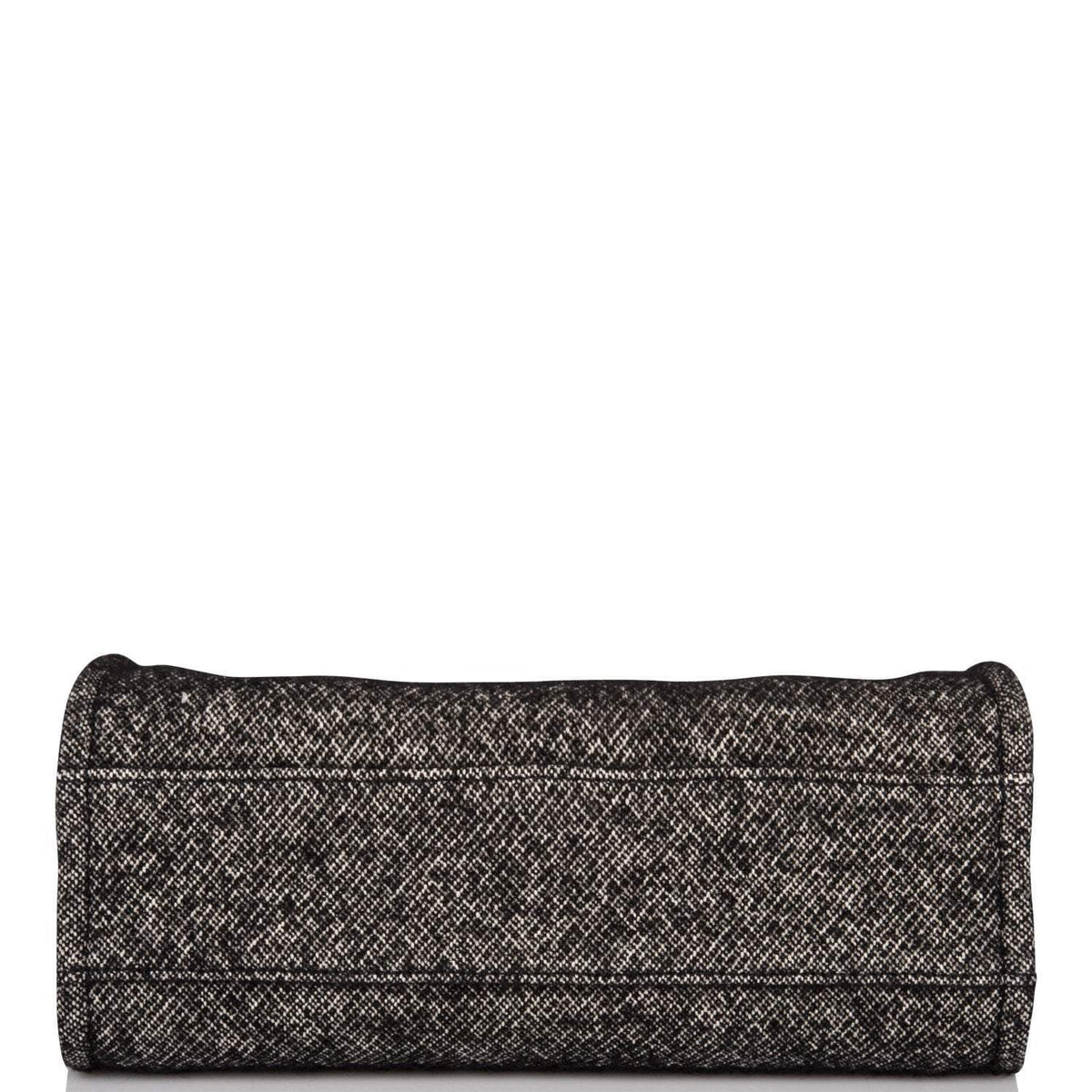 Chanel Small Deauville Shopping Bag Black Wool Silver Hardware