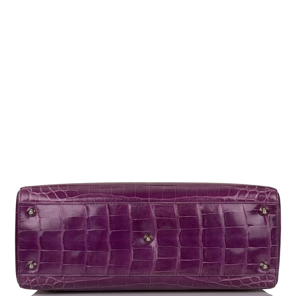 Christian Dior Purple Large Lady Dior Crocodile Tote Silver Hardware