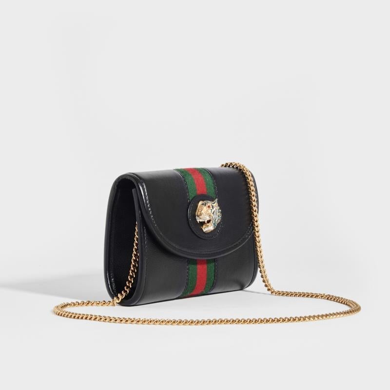 Gucci Rajah Bag, Medium Black Shoulder, Vintage Chain