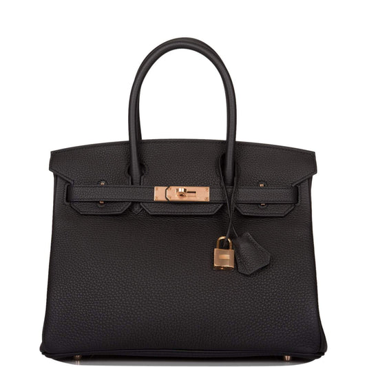 Black Birkin 30, Togo Leather, Rose Gold Hardware