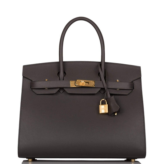 Hermes Birkin 30, Graphite Veau Madame Sellier, Gold