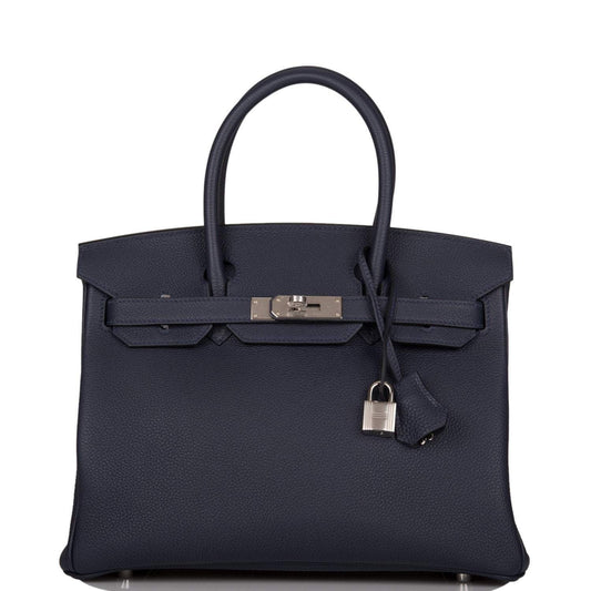 Bleu Nuit Birkin 30, Togo Leather, Palladium Hardware