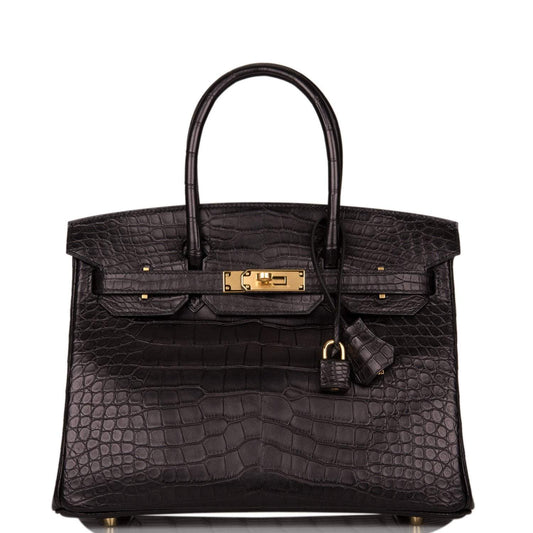 Hermes Birkin 30cm Black Matte Alligator, Gold Hardware