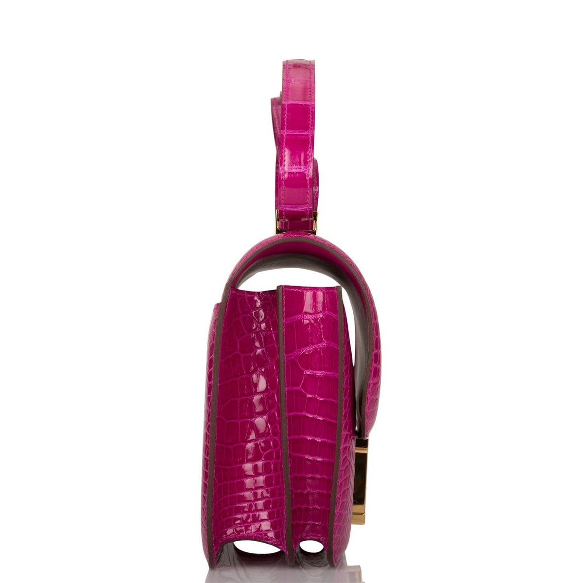 Hermes Constance 24cm Alligator, Rose Scheherazade, Gold