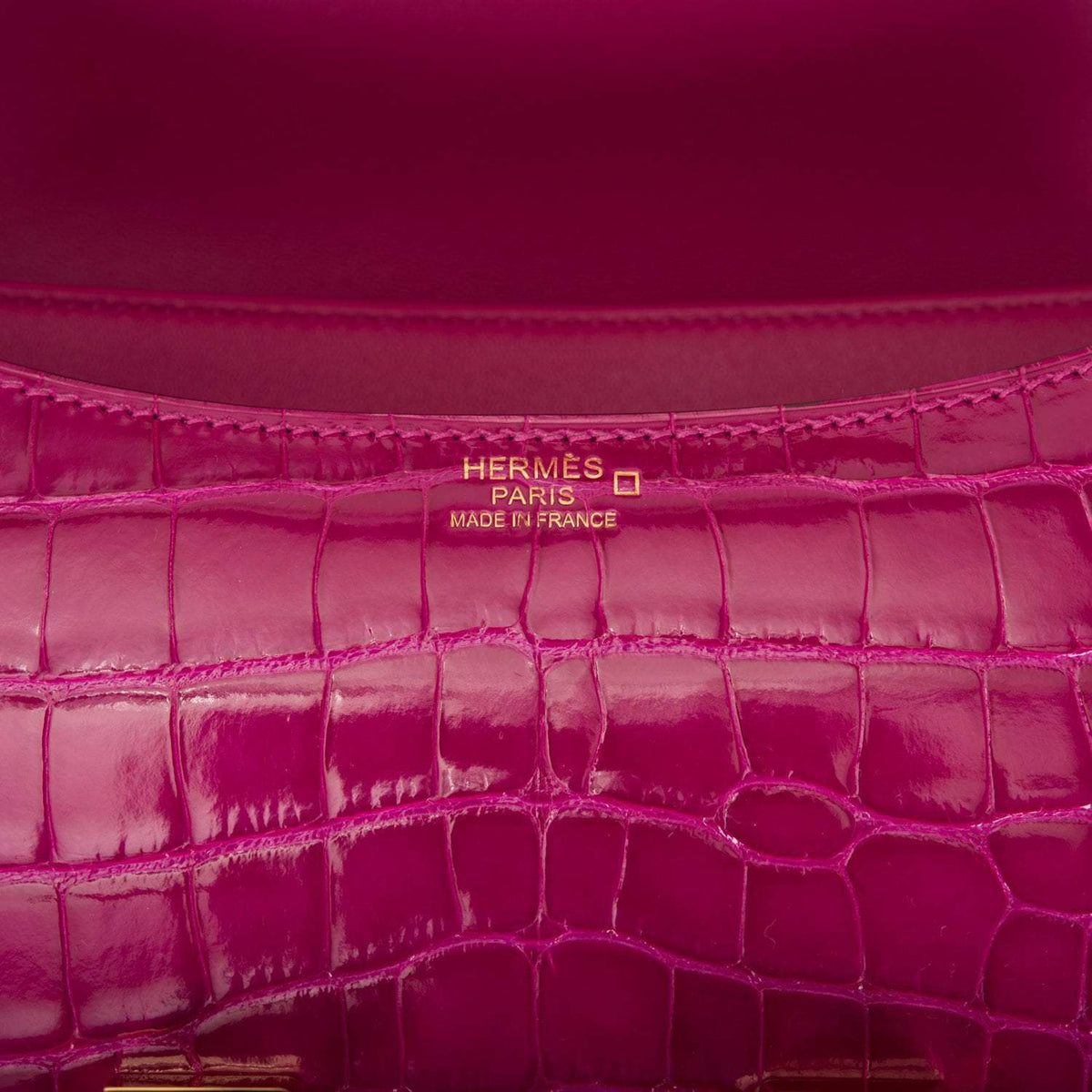 Hermes Constance 24cm Alligator, Rose Scheherazade, Gold