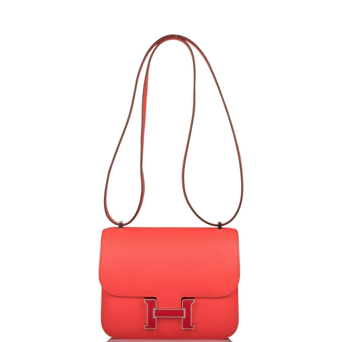Hermes Rose Enamel Mini Constance 18cm Texas Epsom and Rouge de Coeur Palladium Hardware