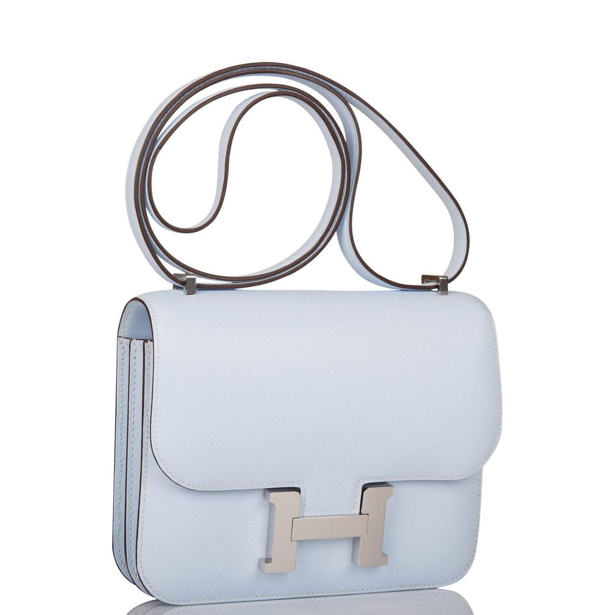 Hermes Bleu Brume Swift Mini Constance 18cm Palladium Hardware
