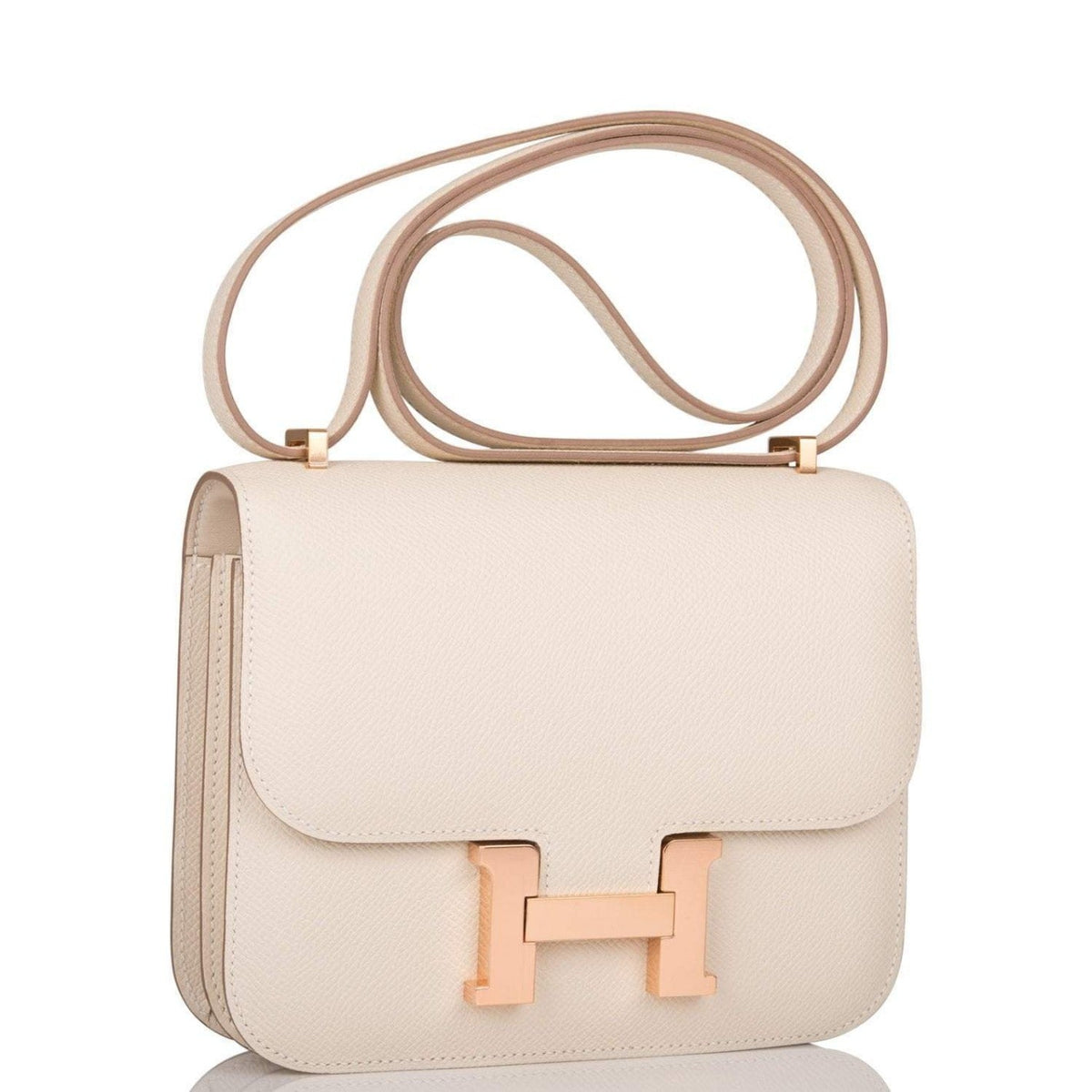 Mini Constance 18 Bag, Craie Epsom, Rose Gold Hardware