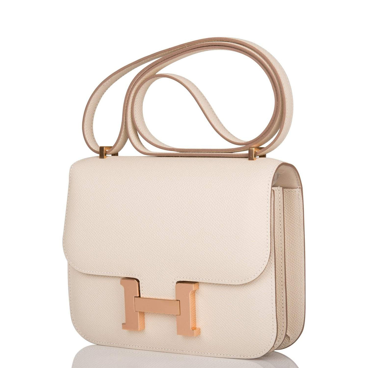 Mini Constance 18 Bag, Craie Epsom, Rose Gold Hardware