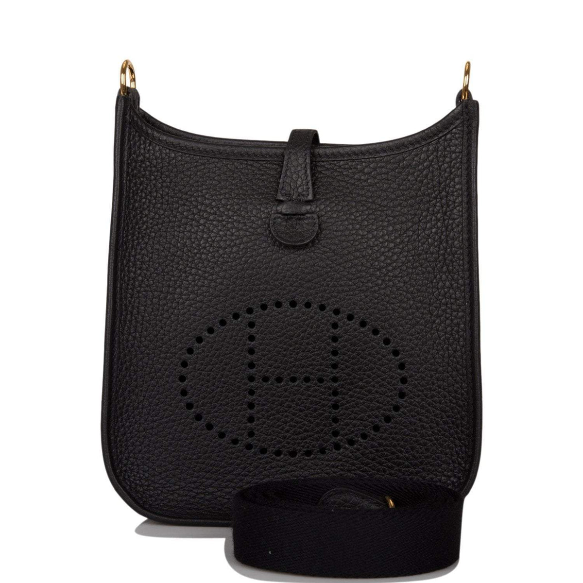 Hermes Evelyne TPM Black Clemence Leather, Gold Hardware