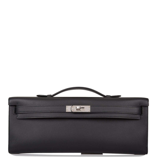 Black Hermes Kelly Cut, Swift Leather, Palladium Hardware