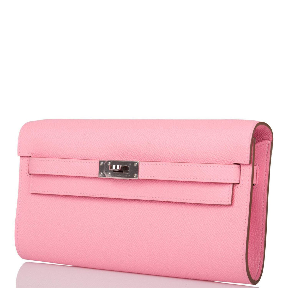 Hermes Kelly Wallet To Go, Rose Confetti Epsom, Palladium
