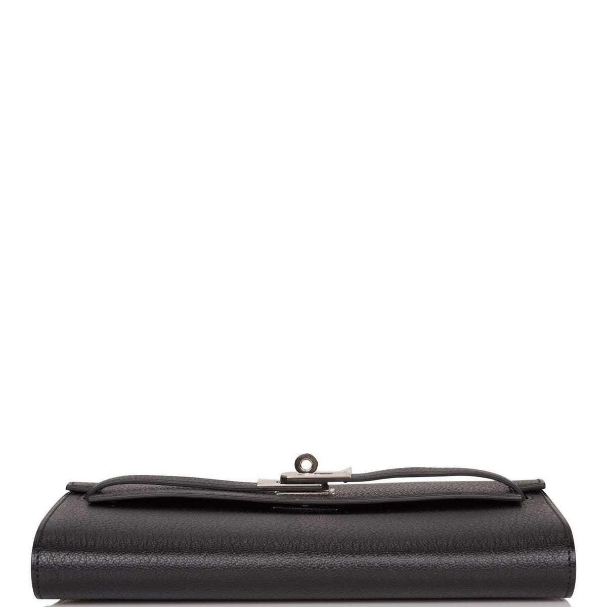 Hermes Black Chevre Kelly Wallet To Go Palladium Hardware