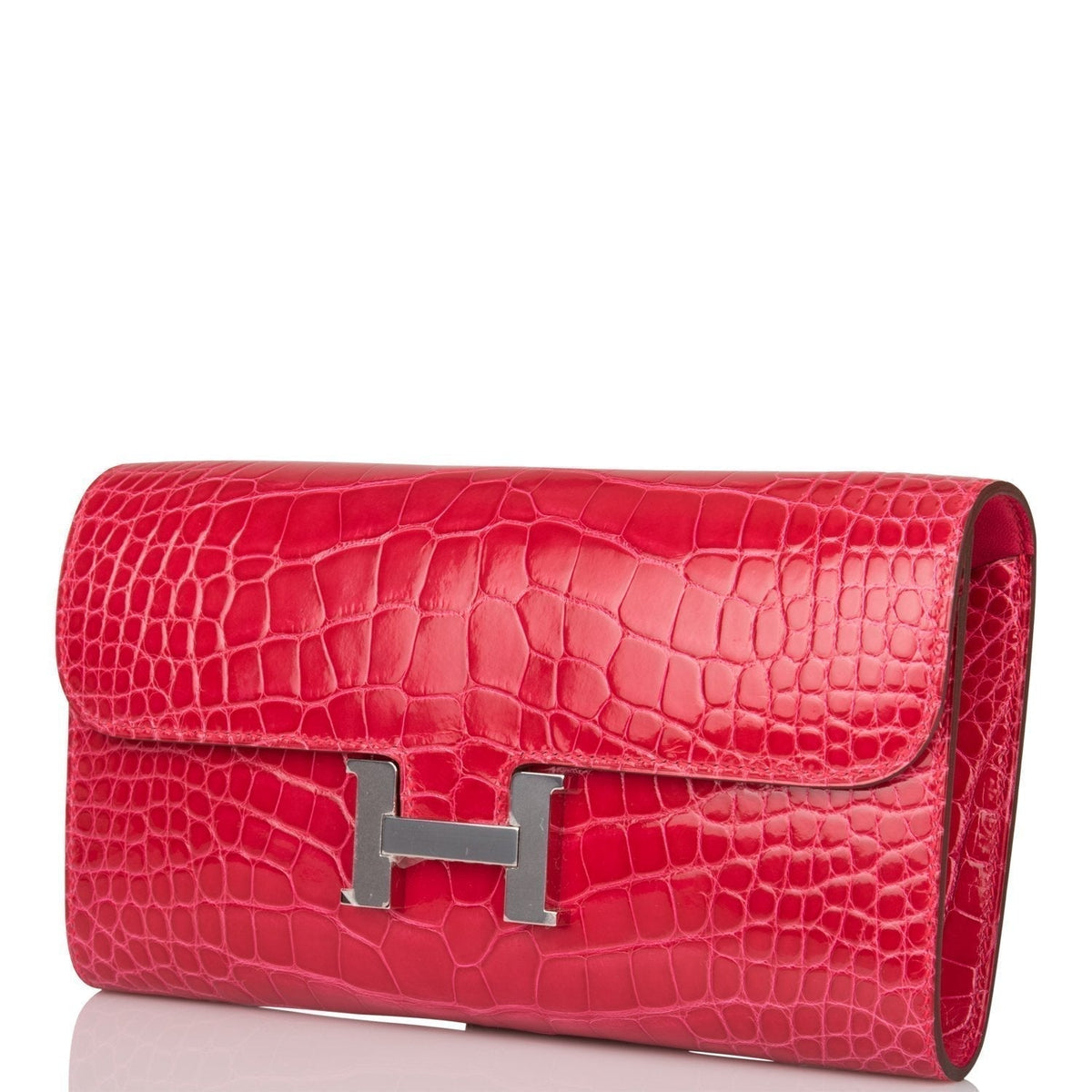 Hermes Constance Wallet, Rose Extreme Alligator, Palladium